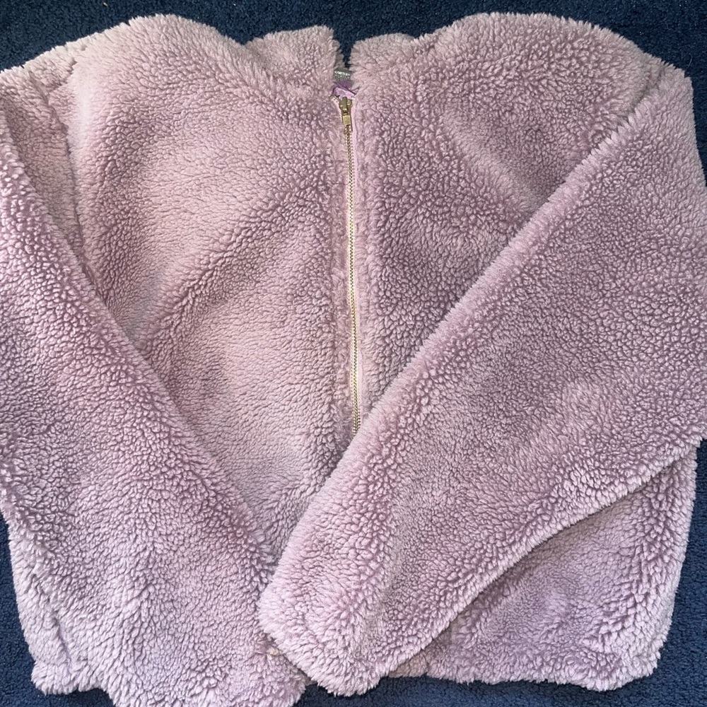 Purple Crop Sherpa Jacket